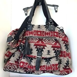 No Boundaries Multicolor Tribal Pattern Weekender Bag 15x15x7"